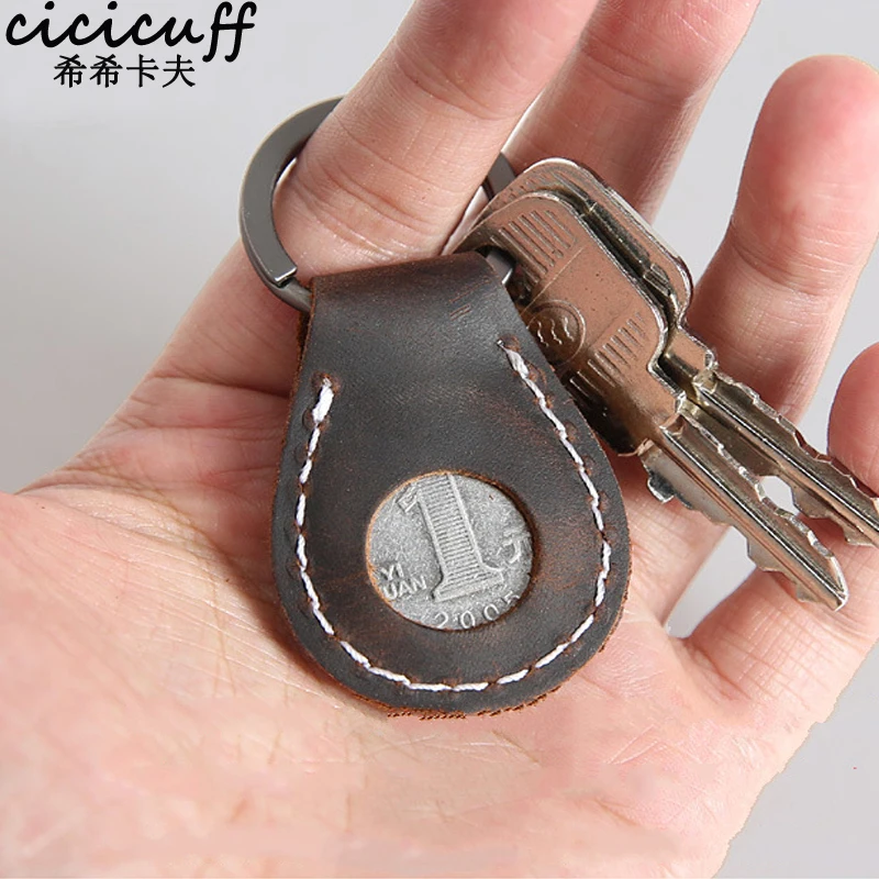 CICICUFF New Genuine Leather Small Key Wallet Keys Organizer Holder Key Ring Wallet Crazy Horse Skin Car Keys Case Decoration