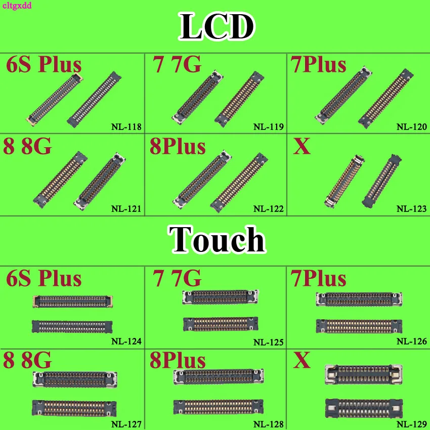 cltgxdd 1X LCD Display Touch Screen Flex Cable FPC Plug Connector On Mother Board Mainboard For iPhone 6S 6SP 7 8 Plus X