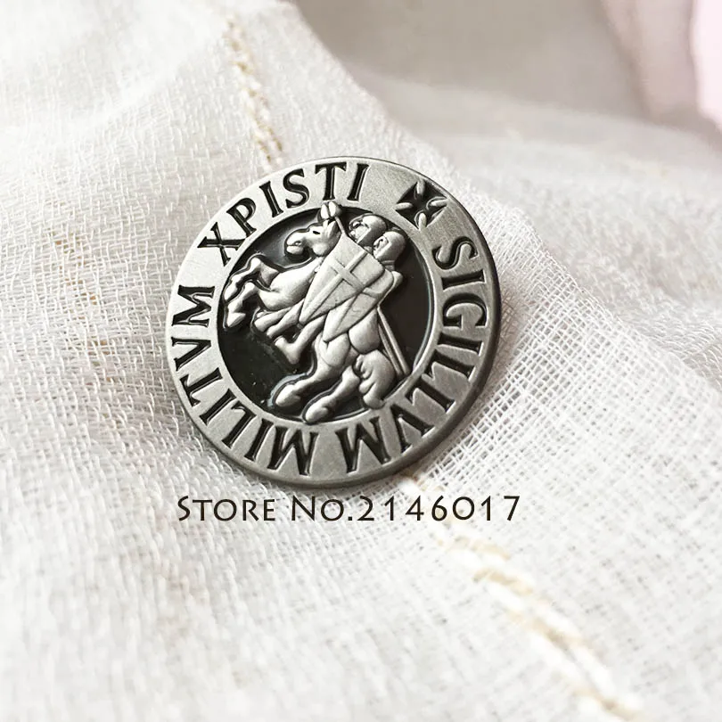 Masonic Metal Badge Knights Templar Seal Crusaders Solomon Temple Shield Lapel Pins Brooch Maltese Cross Warrior Scottish Rite