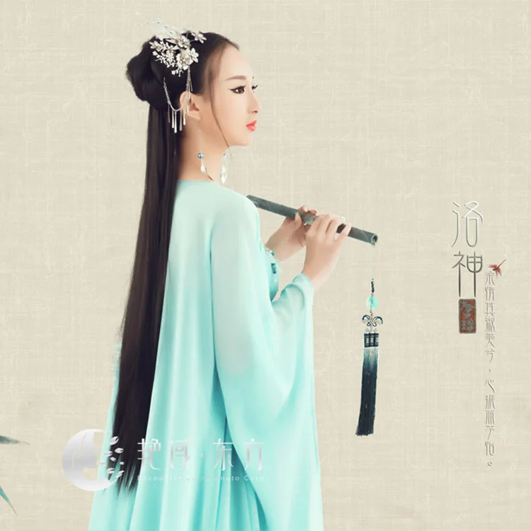 Luo Shen Fu Light Blue Fairy Costume Dance Hanfu Tang Dynasty RunQun Stage Performance Hanfu Photography Costume