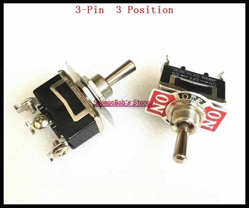 5pcs/Lot 123F 3-Pin 3 Position ON-OFF-ON Spring Return Momentary Switch 15A 250VAC Toggle Switch