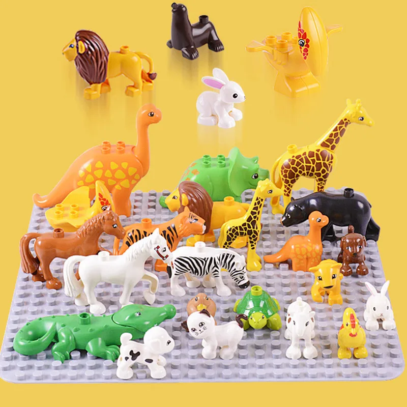 Kids Big Size Diy Building Blocks Animal Accessories Figures Lion Panda Compatible with Assembly Kids Toys for Children Gifts