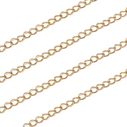 10m/lot Stainless Steel Extender Soldered Curb Chain Gold Color 3.6mm Width Twisted Bulk   DIY Jewelry Findings