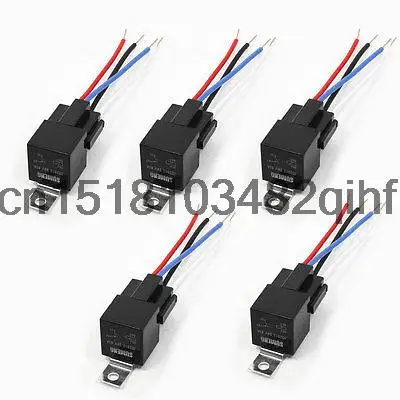 5 Pcs 4 Wire Cable Plastic Socket Normal Close SPST Car Relay DC 24V 40A Amp