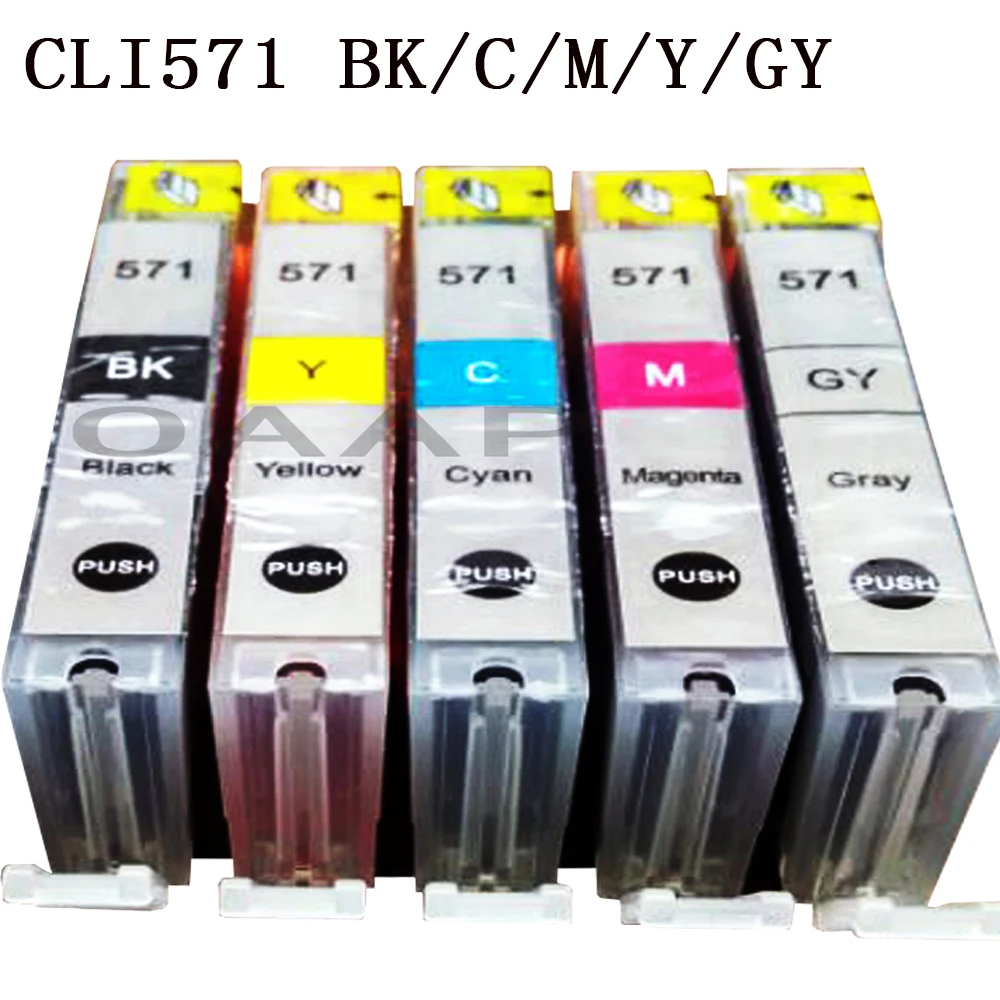 5pcs  cli-571 571XL Color ink cartridge for canon pixma MG5750 MG5751 MG5752 MG5753 MG6850 MG6851 MG6852 MG6853 MG7750 MG7751