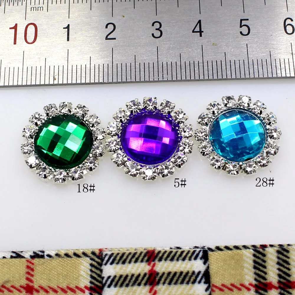 Factory Outlet 10pcs/lot 18mm Round-shaped Acrylic Rhinestone Button flatback Embellishment Craft Making Accessories