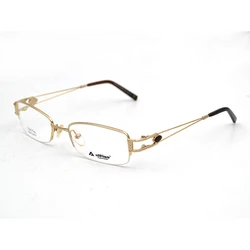 Crystal Decorated Woman Glasses Frames  Semi Rim Titanium  Hollow Out Temple Diamond Frame Women Prescription Eyeglasses D5