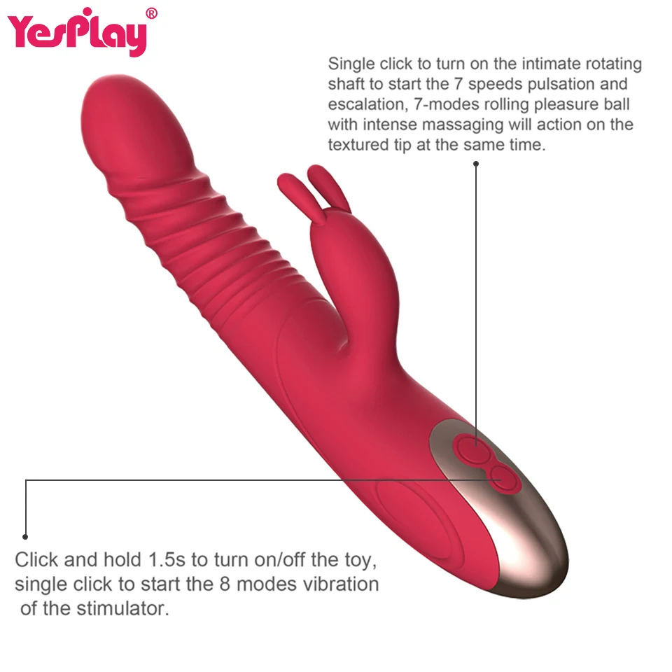 Rabbit Vibrator Telescopic Vibration Built-in ball Rotation Heating G spot Dildo Vibrator Female Masturbation Sex Toys for woman