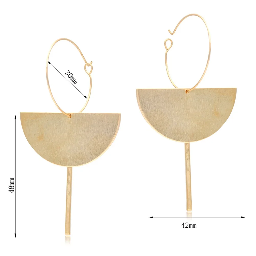 Korean Fashion Women Earrings Shining Golden Fan Shape Big Circle Hoop Earrings Long Elegant Jewelry Brincos