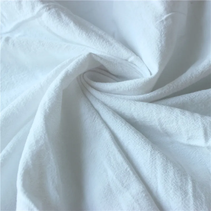 100x140cm Washed Cotton Cloth Crepe Linen for Dress Trousers Summer T-shirt Curtain DIY Apparel Sewing Fabric White