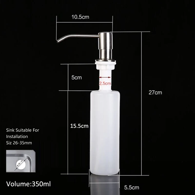 Soap dispenser pump Countertop Liquid Dish Hand Pump Replacement Kitchen Sink Soap Dispenser stainless steel head plastic bottle