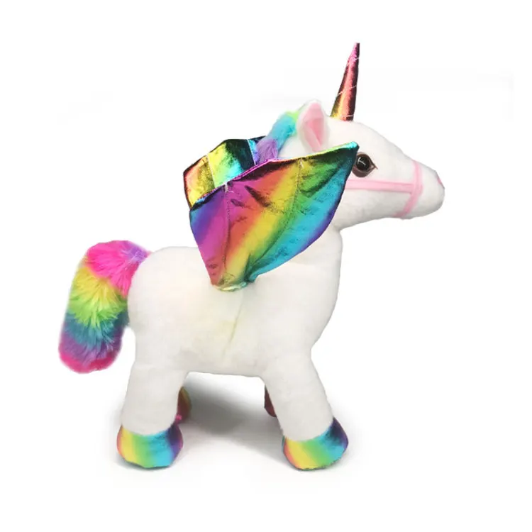 Creative Cartoon Kawaii Simulation New Standing flapping flashing unicorn plush Stuffed Animal Fashion Plush Toys kids Christmas