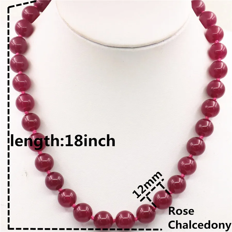 Genuine 10mm Rose Red Chalcedony Beads Round Necklace Hand Made Rope Chain Beads Jewelry Natural Stone Wholesale (Min Order1)