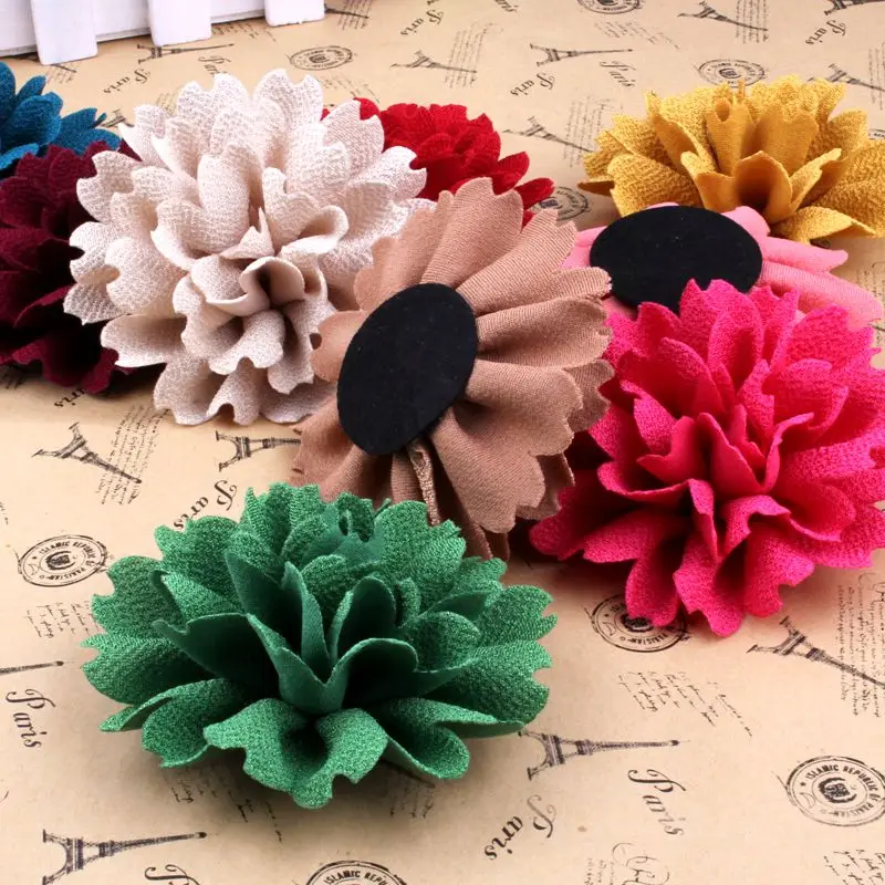 

(50pcs/lot)3.8" 9 Colors High Qulity Blossom Scalloped Flower Accessories For Headband New Arrived Fabric Flower For Kids