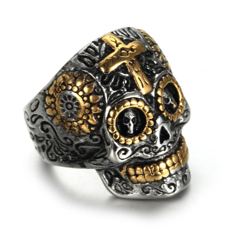 European and American retro stainless steel skull ring titanium steel men\'s ring jewelry