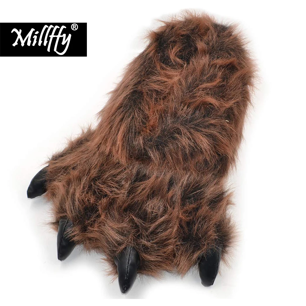 Millffy Funny Slippers Grizzly Bear Stuffed Animal Claw Paw Slippers Toddlers Costume Footwear