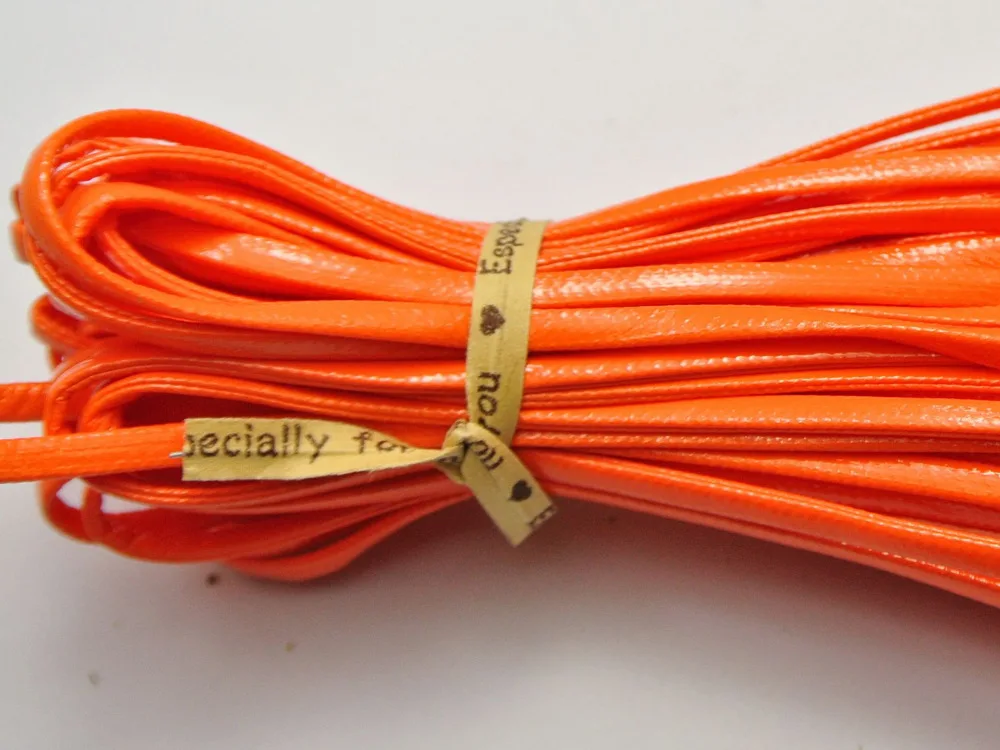 

10 Meter Orange Flat Soft Synthetic Leather Jewelry Cord Lace String 3X1mm