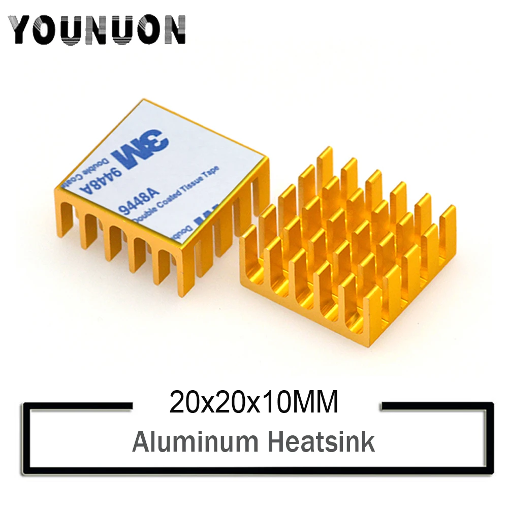 

1000Pcs YOUNUON 20*20*10mm Computer Cooler Radiator Aluminum Heatsink Heat sink for Electronic Chip Heat dissipation Cooling