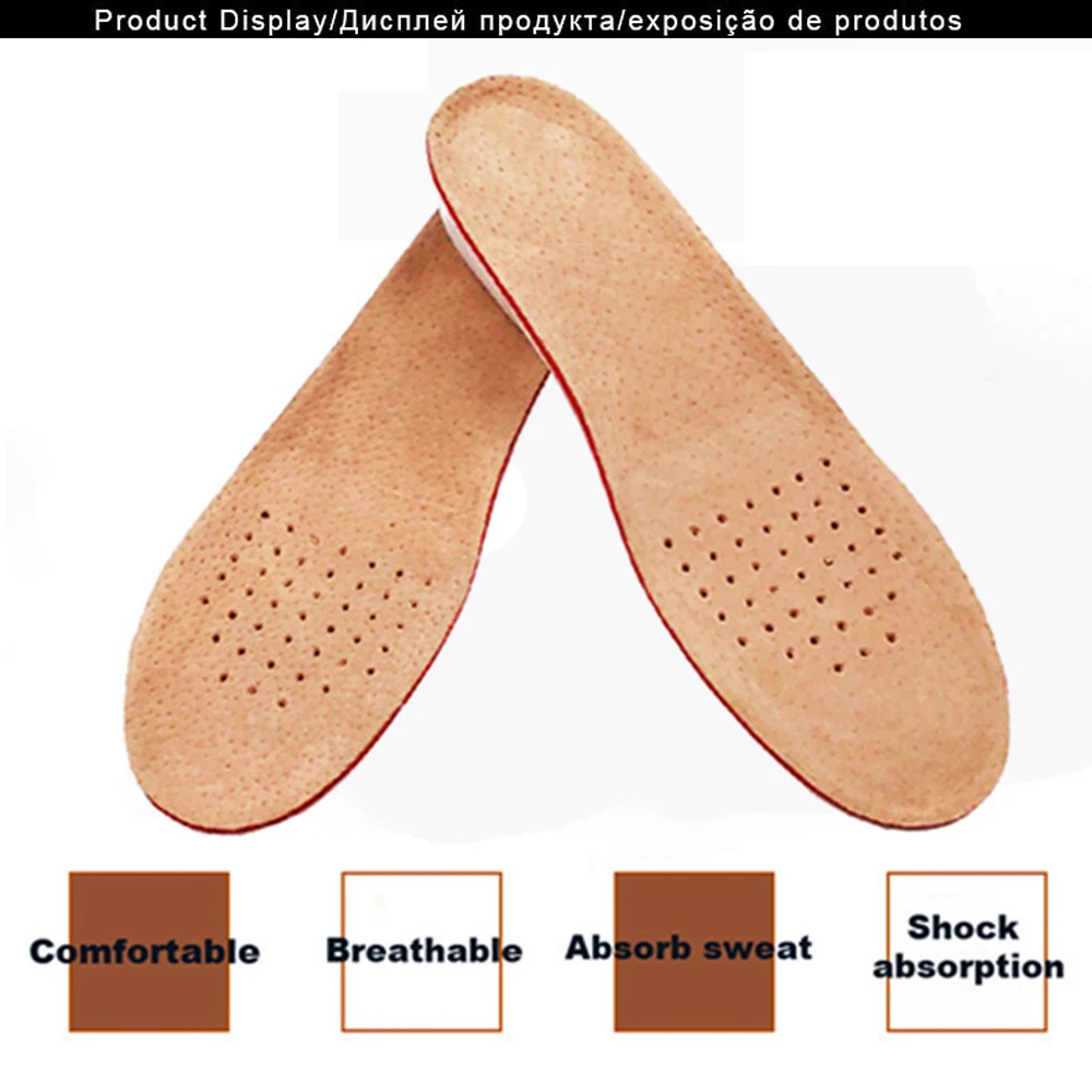 WINRUOCEN Height Increase Insole EVA Pigskin Insoles Gel Insoles Flat Foot Silicone Soles Gel Orthopedic Shoe pad Lift Increase