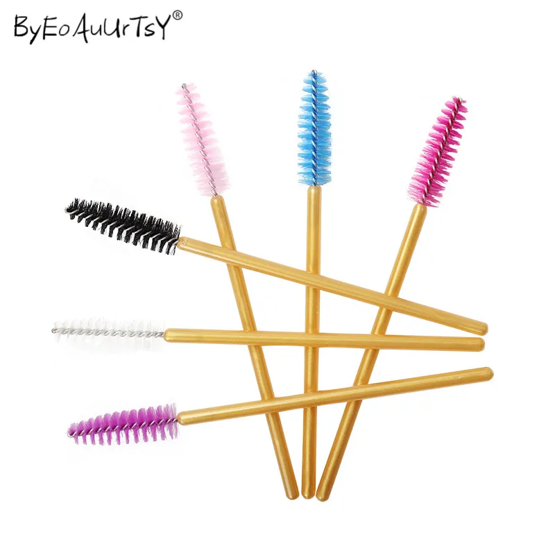 100pcs/Set Women\'s Fashion Disposable Eyelash Extension Supply Mascara Brush Wand Eyebrow Comb Brushes Spoolers Makeup Tool