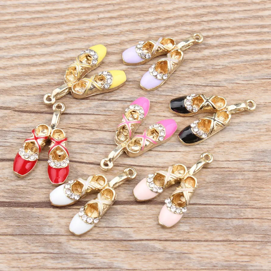 10pcs/lot 16*25mm dancing shoes pendant alloy enamel charm DIY accessories of necklace bracelet headdress making fitting