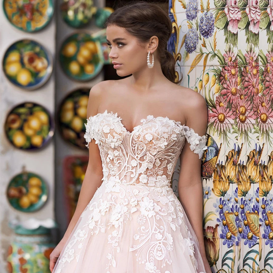 Icidal sion-Robe de mariée en tulle personnalisée avec appliques en dentelle, robe d'été A-ligne sexy, hors de l'initiative