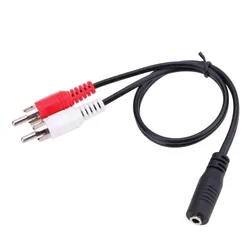 Universal RCA cabo de áudio estéreo, fêmea para 2RCA macho soquete para fone de ouvido, AUX Y adaptador para DVD amplificadores, 3.5mm Jack