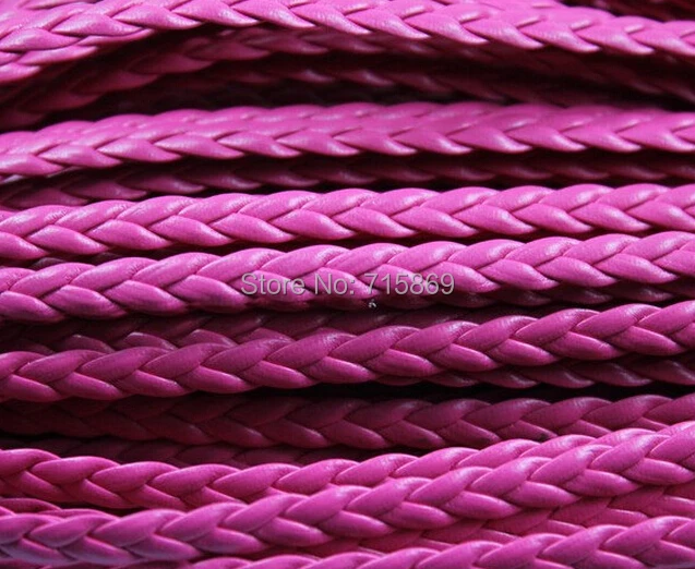 

Free Ship 100Meters 5mm Hot Pink Braid Faux leather Cord synthetic leather Cord