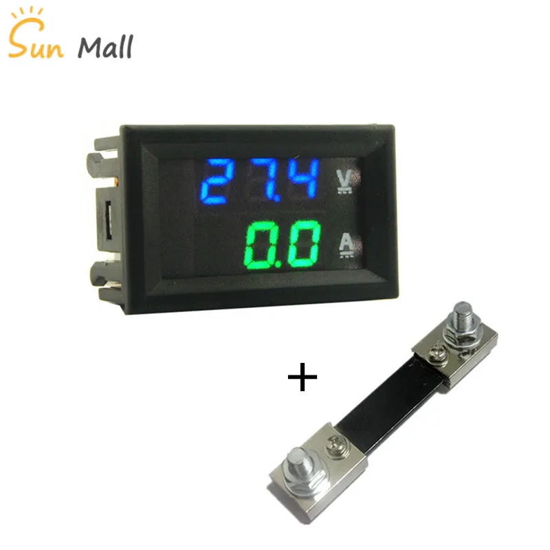 DC 100V  100A Blue Green Mini 0.28inch  LED Digital Voltmeter Ammeter Volt Ampere Meter Amperemeter Voltage Indicator Tester