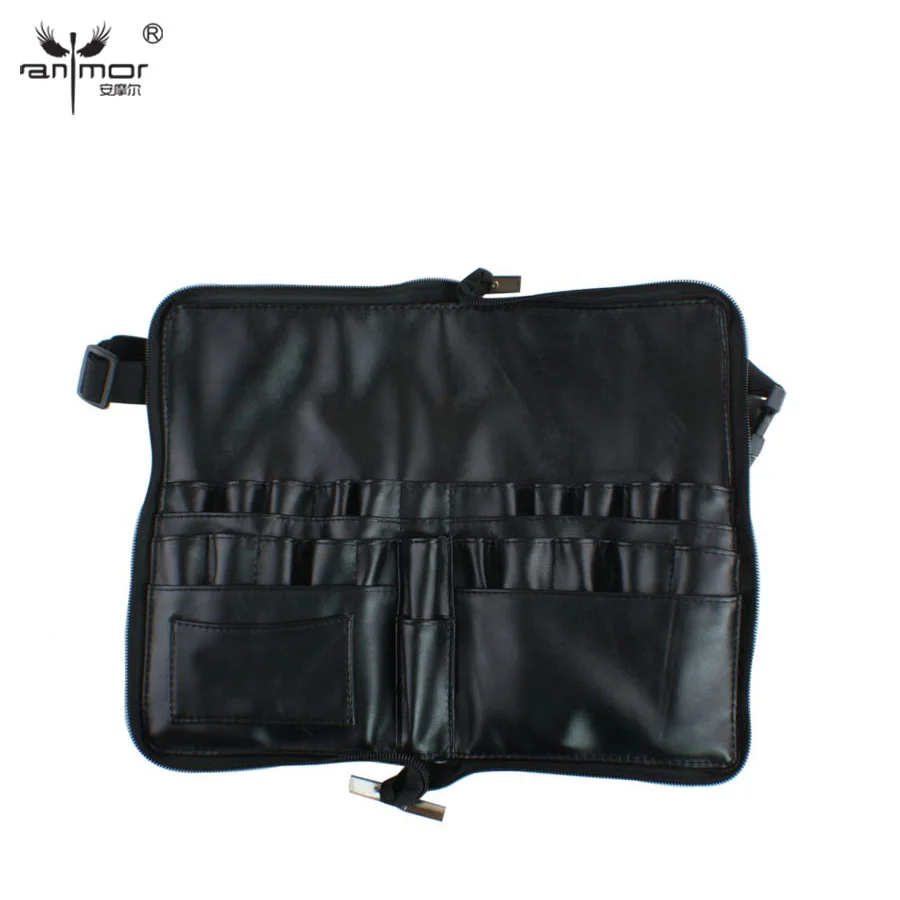 Anmor New Design Portable Artist Brush Bag With Zipper and Belt Excellent Makeup Brush Bag With Black Color maquillaje