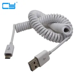 2.5m sprężynowa 2.0 USB męska do Micro USB z 5-pinową synchronizacją danych kabel Stretch do telefonów Samsung HTC LG