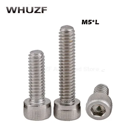 30pcs M5 DIN912 304 Stainless steel Hexagon Hex Socket Head Cap screw Metric Thread M5*5/6/8/10/12/14/16/18/20 mm Cylinder Bolt