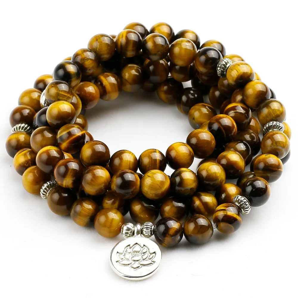 

Natural A Grade Tiger Eye 108 Mala Bracelet Om Buddhist Bracelet 8MM Beads Men Bracelet High Quality Yoga Women Stone Jewelry