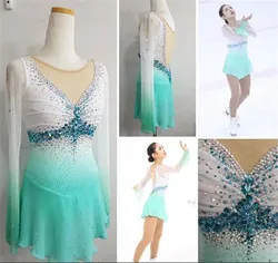 LIUHUO Women Aldult Girl Customize Costume Performance Competition Leotard Ice Figure Skating Dress Roller Green Dance Kid Teen