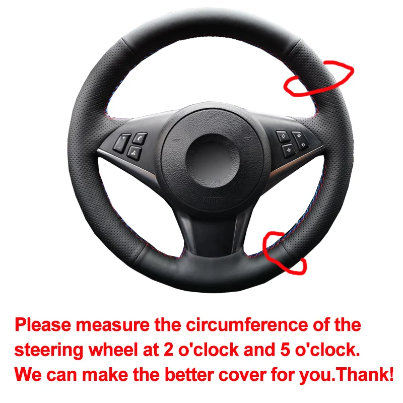 HuiER Hand Sewing Car Steering Wheel Cover Funda Volante For BMW E60 530d 545i 550i E61 Touring 2005-2009 E63 E64 630i 645Ci