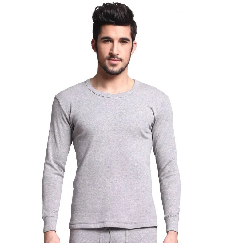 

Autumn and Winter Men Sweater 100% Cotton middle thick underwear set o-neck long-sleeve shirt thermal long johns Pijamas08001