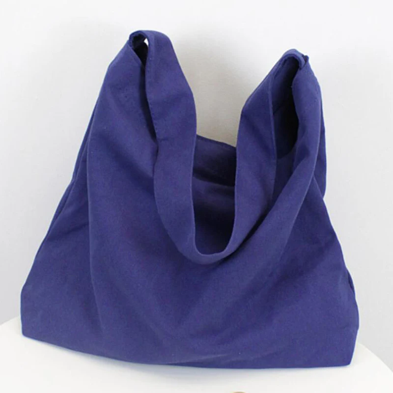 

Blue Canvas Bag for Women Big Durable Cotton Canvas Shopping Bags Large Volume Woman One Shoulder Bag Tote