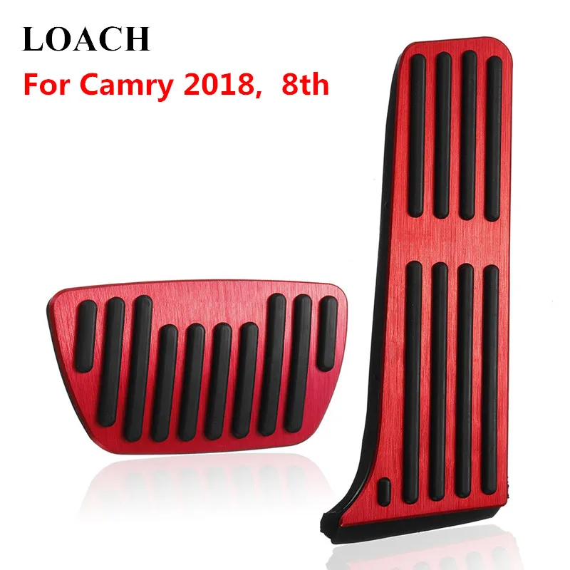 2PCS AT Fuel Brake Pedals for Toyota Camry 2018 8th 8Gen Aluminium Alloy Gas Accelerator Stop Car Interior Pedal Cover Trim Pad