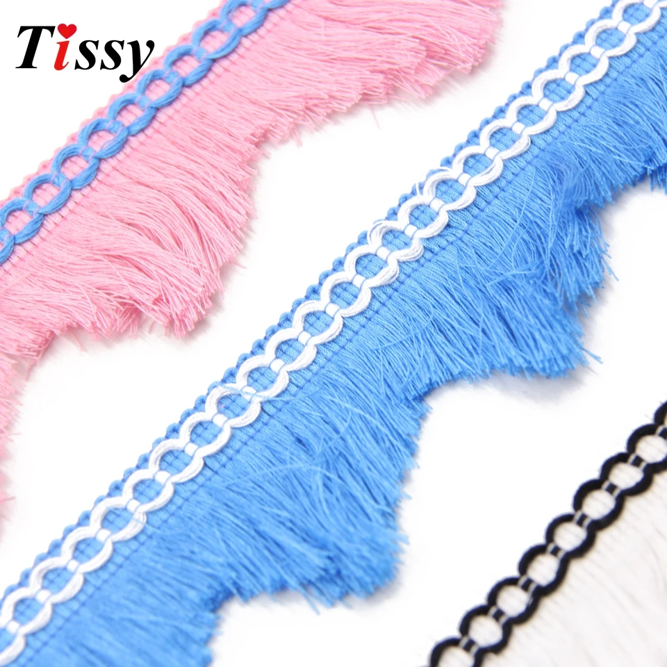 2M/Lot 7Colors Cotton Tassel Ribbon Fringe Lace Trim Ribbon Handmade Crafts  DIY Decoration Textil Fabric for Sewing Accessories