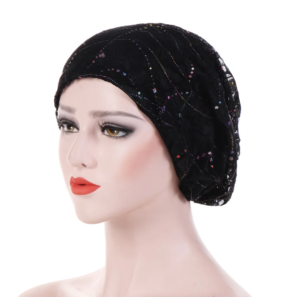 New Women\'s Lace Breathes Cotton Turban Head Hat Chemo Beanies Cap Multicolour Headgear Female Headwear Headwrap Accessories