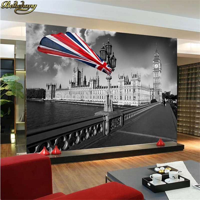 beibehang Custom 3d wallpaper Bar minimalist modern living room sofa personalized retro nostalgia London streetscape wall mural