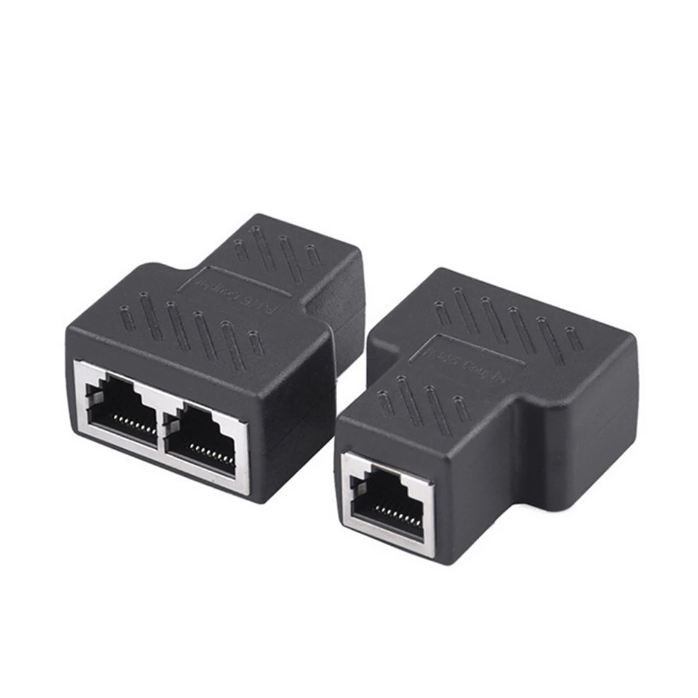 1 To 2 Ways RJ45 Ethernet LAN Network Splitter Double Adapter Ports Coupler Connector Extender Adapter Plug