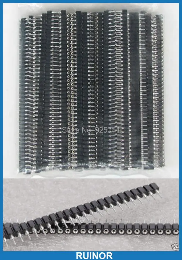 100pcs 1x40 Pin 2.54mm Single Row Round Female jack Header for Programmer IC PCB