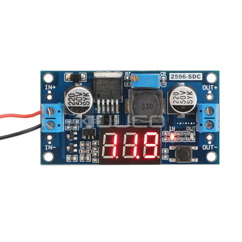 

LM2596 DC 12v adjustable Voltage Regulated Power Supply Converter 24v to 12v 12 Volt to 5v 5 volt Buck Converter + LED Voltmeter