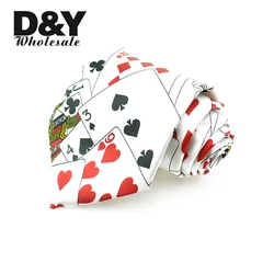 Mens Ties Necktie Formal Dress Gift Wedding Shirts Cravat 4 Inch Width Playing Card/Poker White Party Business Fashion 2020 New