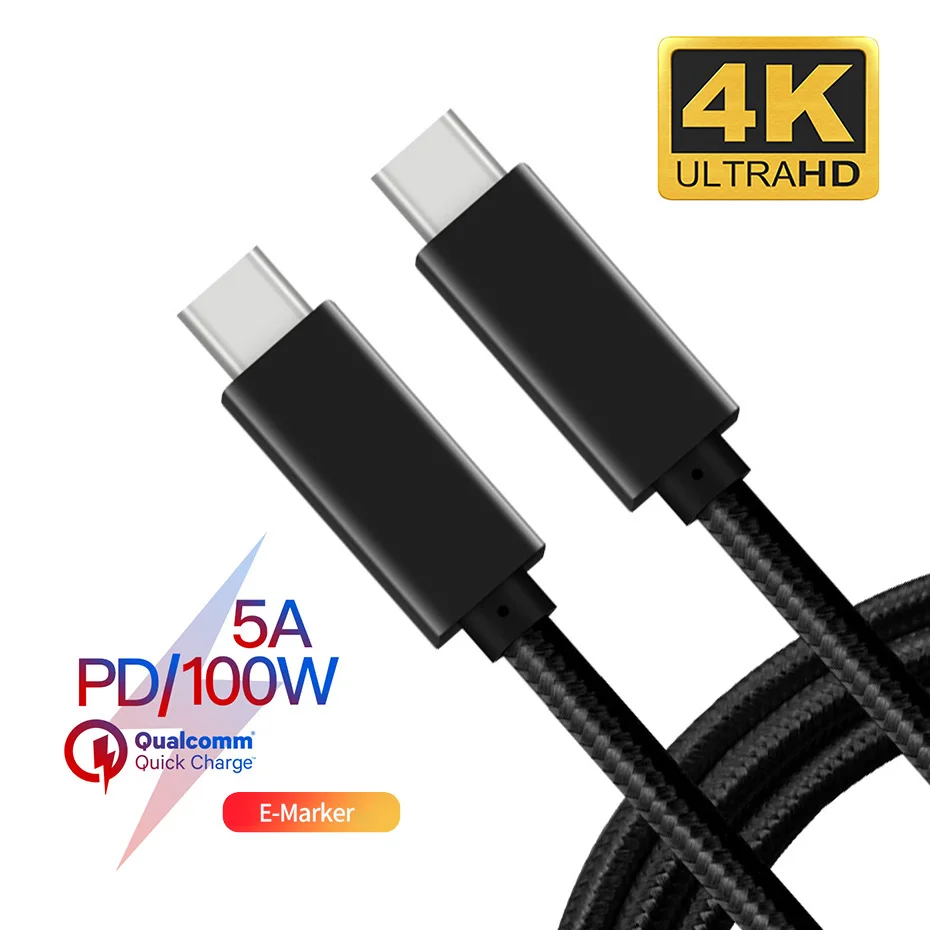

Кабель 5А Type C USB C к USB C 3,1 Gen2 5A PD 100 Вт 10 Гбит/с 4K60Hz Thunderbolt3 для Macbook Pro Nintendo Switch s9 huawei p20