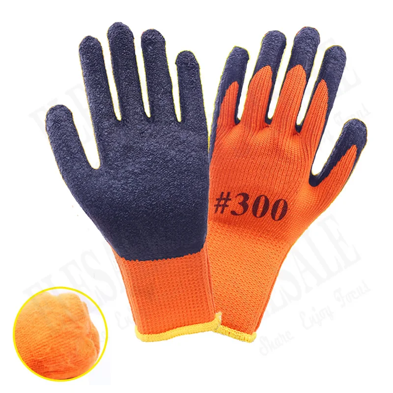 1 Pair Winter Warm Work Safety Gloves Palm With Latex Coated Anti-Skidding Anti-Cut Work Garden Repairing Thick Nylon Gloves