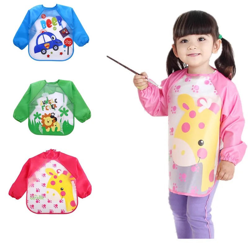 Cute Baby Bibs Waterproof Long Sleeve Apron Children Feeding Smock Bib Burp Clothes Soft Eat Toddler Baberos Bavoir Clothing 19