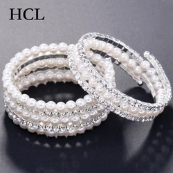 Chic Winding Bracelet Women Multilayer Pearl Crystal Bracelets Bangle Wedding Jewelry Accessories Female Party Bride Bijoux Gift