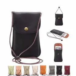 Universal Leather Cell Phone Bag, Shoulder Pocket Wallet, Pouch Case, Neck Strap, Fit for Smaller than 5.7 